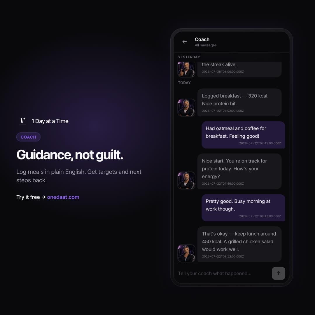 1 Day at a Time coach conversation | ReplikaTech
