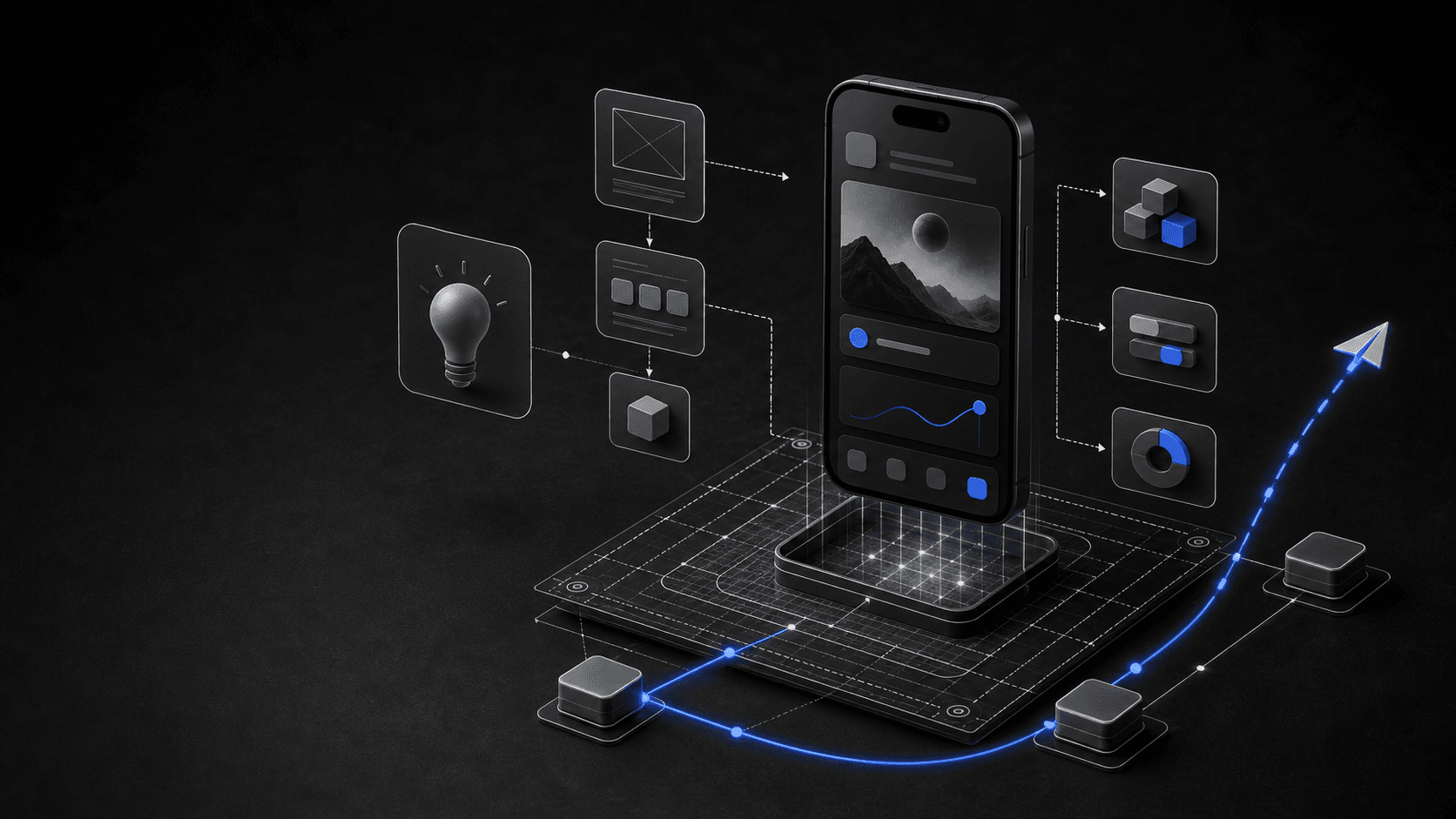 A mobile app MVP progressing from idea to launch